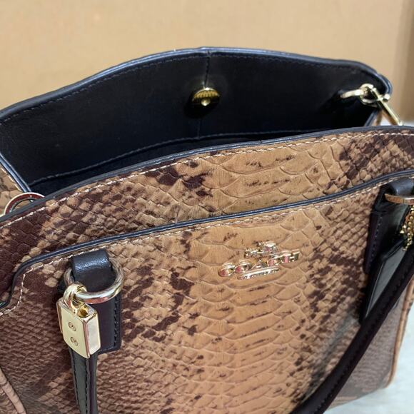 COACH Brown Snakeskin Embossed Leather MINETTA Satchel w/Long Strap F35271 - Picture 2 of 16